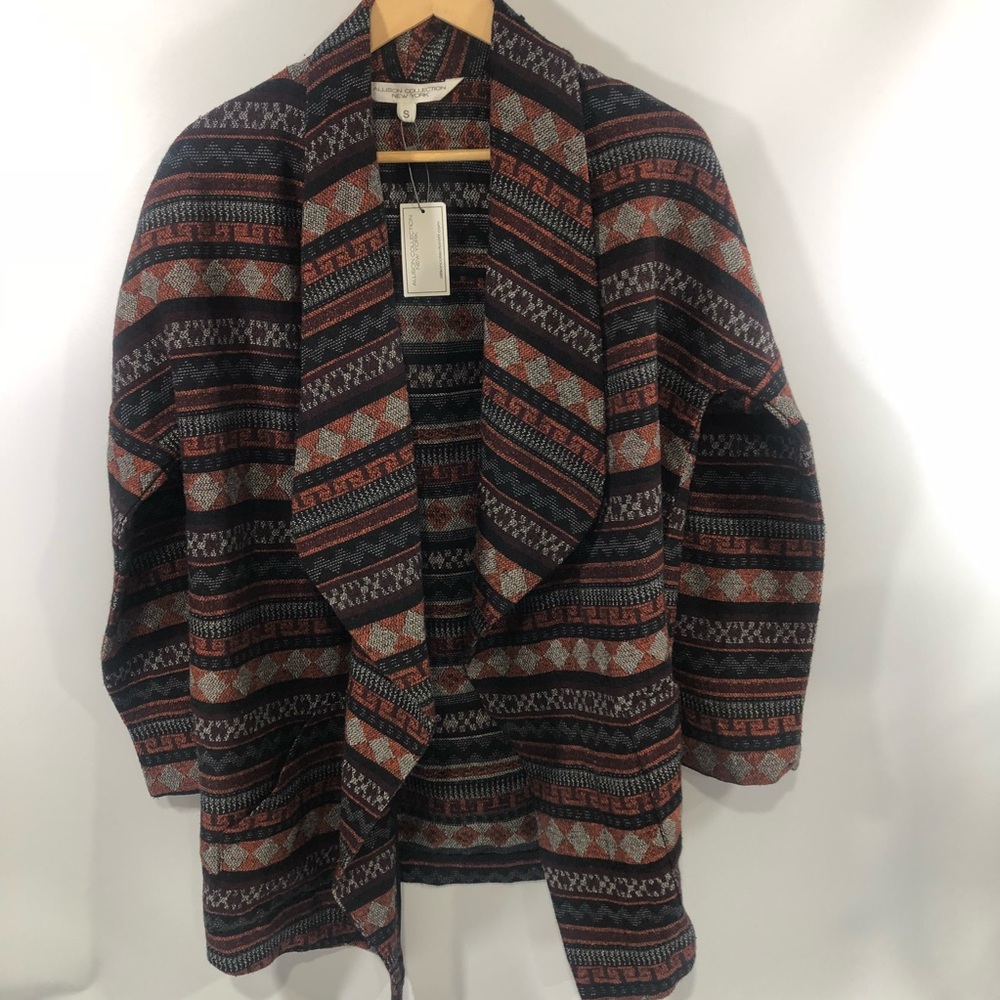 Allison Collection Open Front Pattern Cardigan Jacket NWT